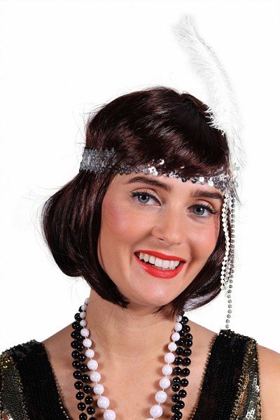 verkoop - attributen - Themafeest - Charleston hoofdband met pluim zilver